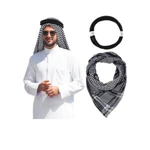 Men's Large Arab Shemagh Headscarf Muslim Headcover Shawl Keffiyeh Arabic Scarf